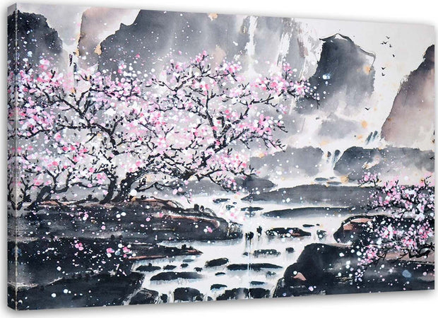 Quadro-su-tela,-Giappone-fiore-di-ciliegio-rosa-natura