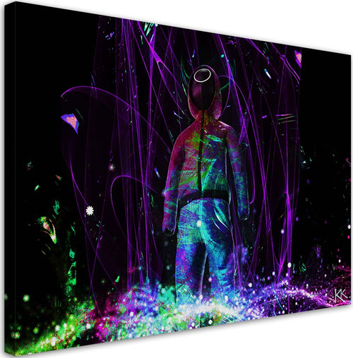 Quadro-su-tela,-Giocatore-al-neon
