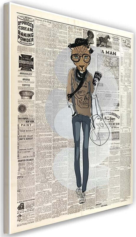 Quadro-su-tela,-Giornale-leopardo-hipster