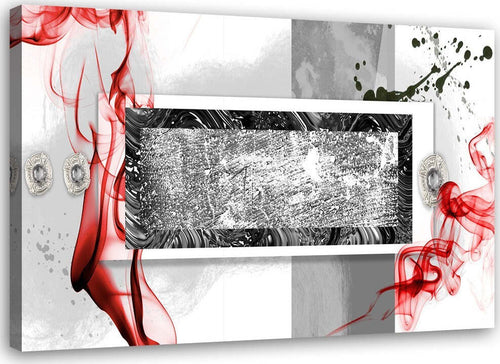 Quadro-su-tela,-Grigio-astratto-rosso