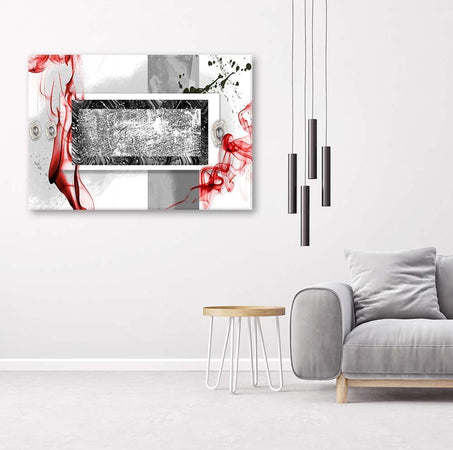 Quadro-su-tela,-Grigio-astratto-rosso