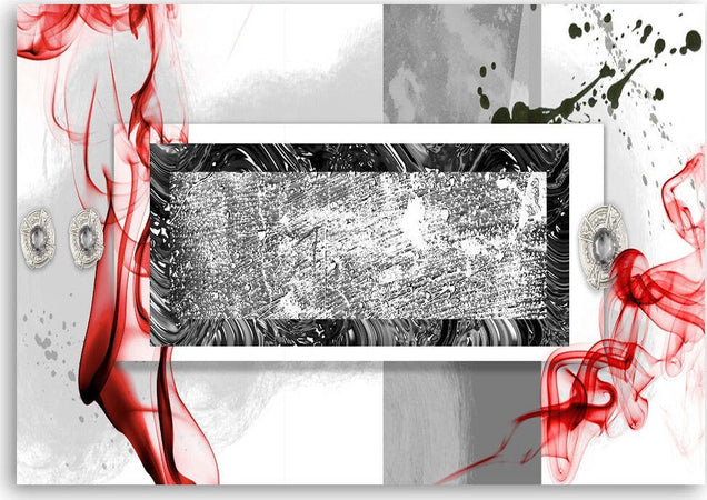 Quadro-su-tela,-Grigio-astratto-rosso