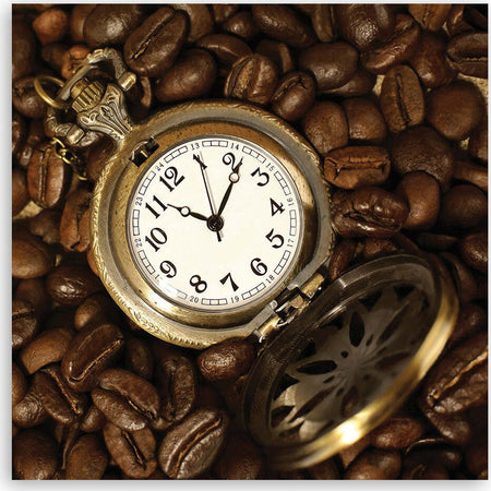 Quadro-su-tela,-Guarda-e-chicchi-di-caffè