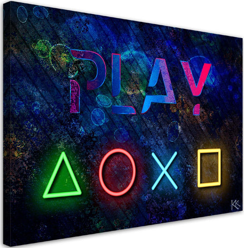 Quadro-su-tela,-I-pulsanti-del-controller-e-il-gioco-dell'iscrizione
