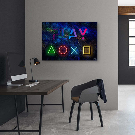 Quadro-su-tela,-I-pulsanti-del-controller-e-il-gioco-dell'iscrizione