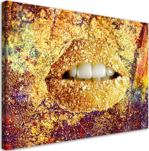 Quadro-su-tela,-Labbra-d'oro-astratte