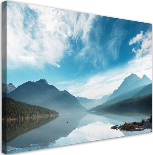 Quadro-su-tela,-Lago-sullo-sfondo-delle-montagne