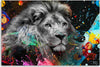 Quadro-su-tela,-Leone-su-uno-sfondo-colorato