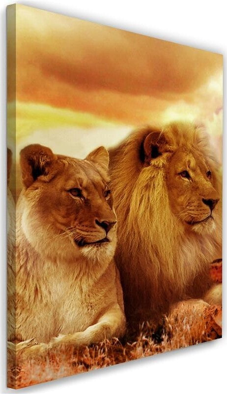 Quadro-su-tela,-Leoni-Africa-Animali