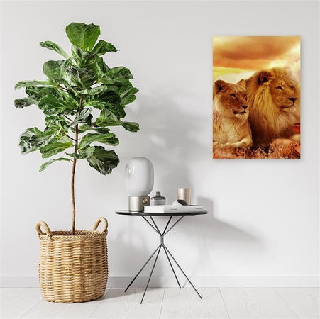 Quadro-su-tela,-Leoni-Africa-Animali
