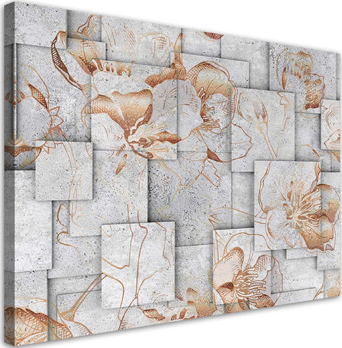 Quadro-su-tela,-Lilia-fiori-su-uno-sfondo-geometrico