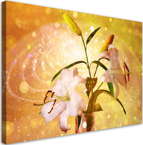 Quadro-su-tela,-Lily-su-uno-sfondo-giallo