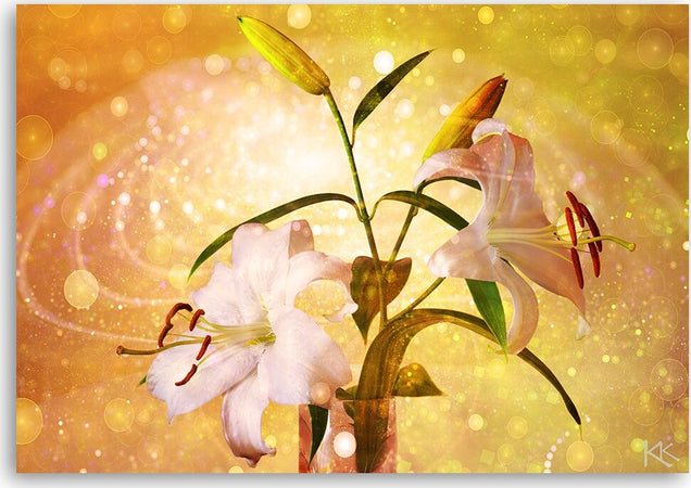 Quadro-su-tela,-Lily-su-uno-sfondo-giallo