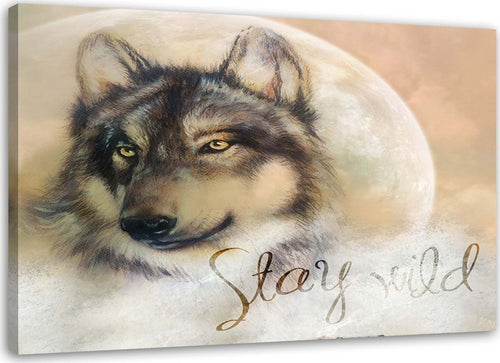 Quadro-su-tela,-Lupo-animale-natura-beige