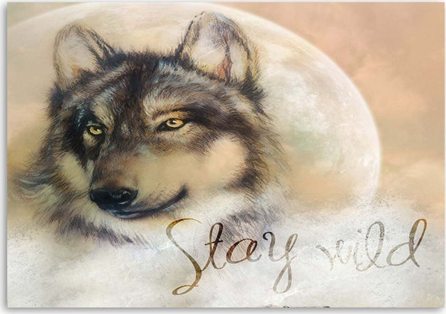 Quadro-su-tela,-Lupo-animale-natura-beige