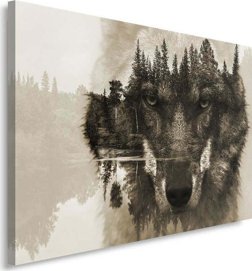 Quadro-su-tela,-Lupo-Foresta-Animali-Natura