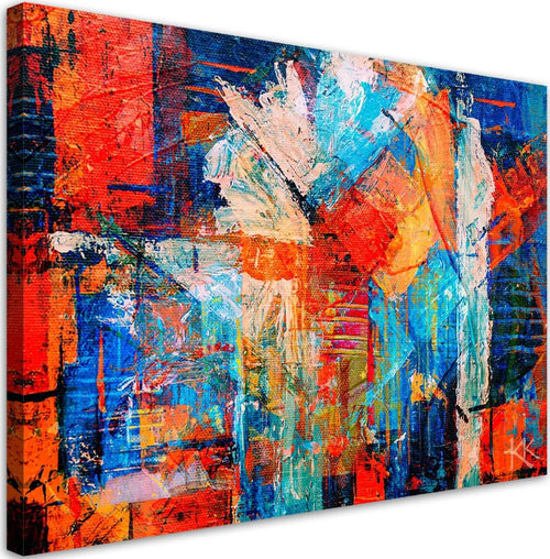 Quadro-su-tela,-Mano-di-astrazione-arancione-pinto