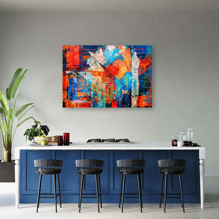 Quadro-su-tela,-Mano-di-astrazione-arancione-pinto