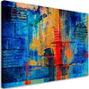 Quadro-su-tela,-Mano-di-astrazione-blu-pinto