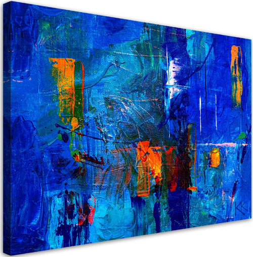 Quadro-su-tela,-Mano-di-astrazione-blu-pinto
