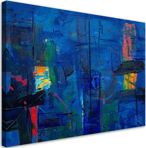 Quadro-su-tela,-Mano-di-astrazione-blu-pinto
