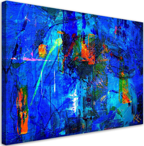 Quadro-su-tela,-Mano-di-astrazione-blu-pinto