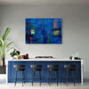 Quadro-su-tela,-Mano-di-astrazione-blu-pinto