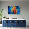 Quadro-su-tela,-Mano-di-astrazione-blu-pinto