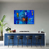 Quadro-su-tela,-Mano-di-astrazione-blu-pinto