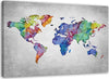 Quadro-su-tela,-Mappa-del-mondo-acquerello