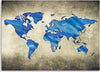 Quadro-su-tela,-Mappa-del-mondo-blu