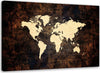 Quadro-su-tela,-Mappa-del-mondo-marrone