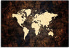 Quadro-su-tela,-Mappa-del-mondo-marrone