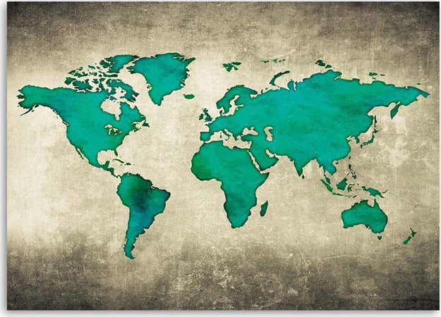 Quadro-su-tela,-Mappa-del-mondo-verde