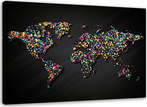 Quadro-su-tela,-Mappa-del-mondo-vintage-colorata