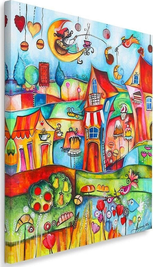 Quadro-su-tela,-Moderna-città-colorata
