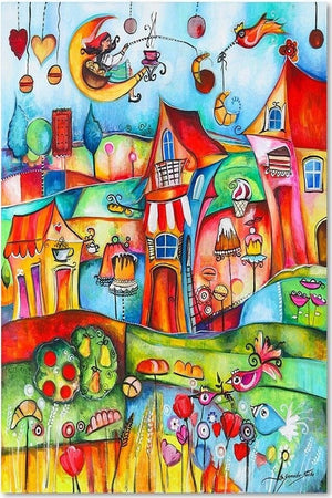 Quadro-su-tela,-Moderna-città-colorata