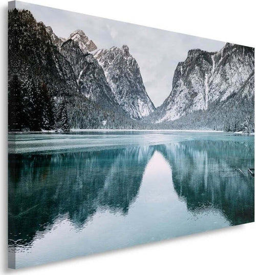 Quadro-su-tela,-Montagne-Lago-Paesaggio