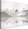 Quadro-su-tela,-Montagne-sul-lago-astrazione