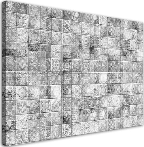 Quadro-su-tela,-Mosaico-orientale-su-piastrelle-grigie