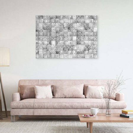 Quadro-su-tela,-Mosaico-orientale-su-piastrelle-grigie