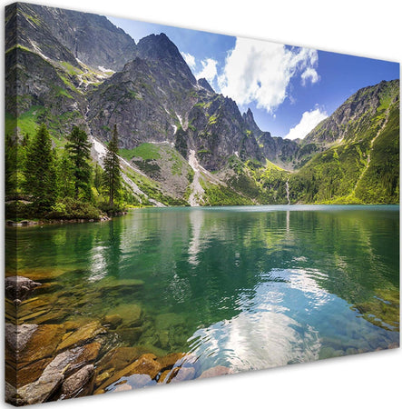 Quadro-su-tela,-Mountain-Lake-Trees-Natura