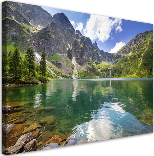 Quadro-su-tela,-Mountain-Lake-Trees-Natura