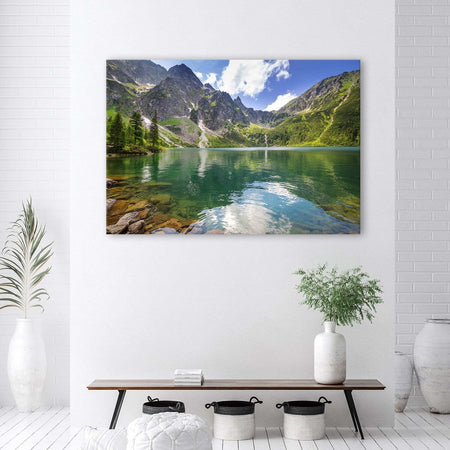 Quadro-su-tela,-Mountain-Lake-Trees-Natura