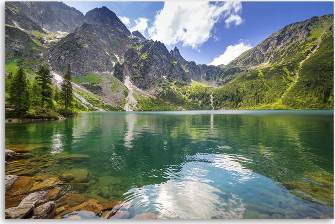 Quadro-su-tela,-Mountain-Lake-Trees-Natura