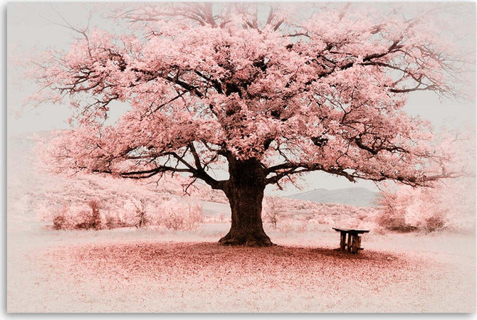 Quadro-su-tela,-Natura-di-astrazione-dell'albero-rosa
