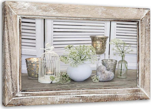 Quadro-su-tela,-Natura-morta-Shabby-chic