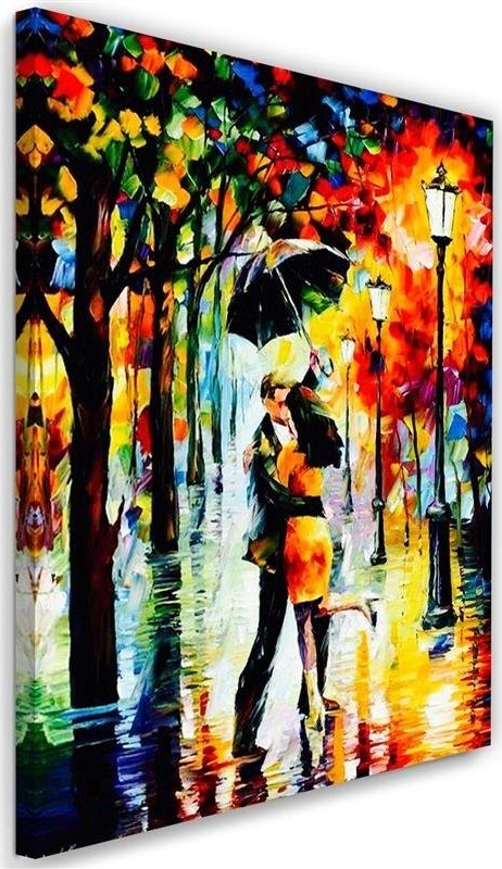 Quadro-su-tela,-Ombrello-coppia-romantica
