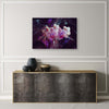 Quadro-su-tela,-Orchidea-bianca-su-uno-sfondo-scuro