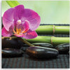 Quadro-su-tela,-Orchidea-su-pietre-nere